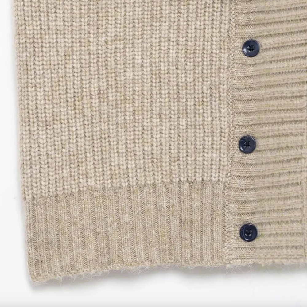 Commense Tie Neck Contrast Trim Button Sweater Vest Size L NWT In Khaki - Picture 8 of 13